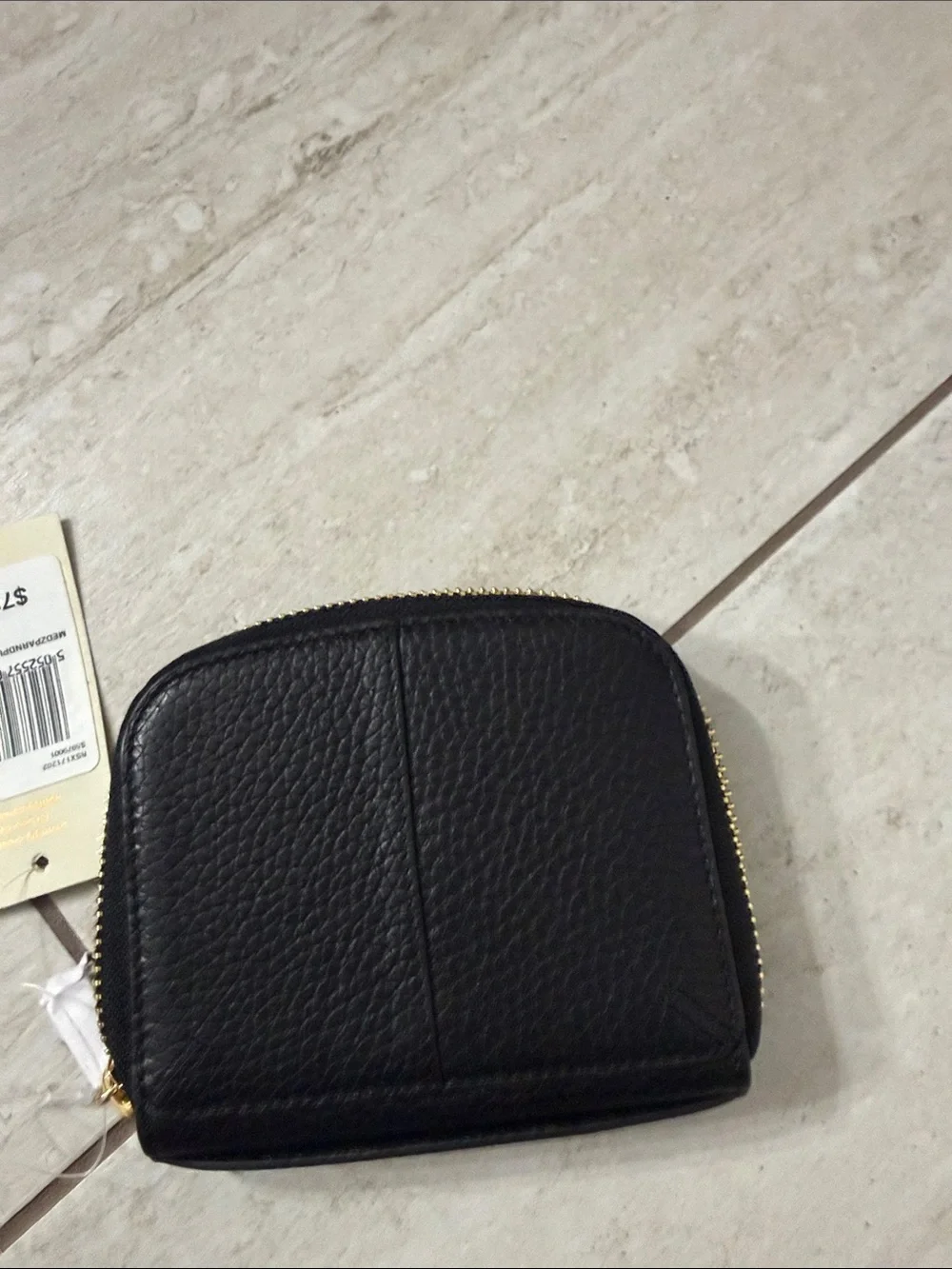 RADLEY LONDON Black Pebbled Zip Coin Wallet with Gold Hardware ..nwt